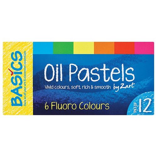 Basics Oil Pastels Fluoro Assorted Pack of 12 1